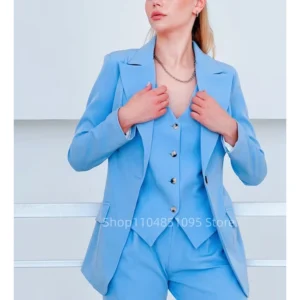 Shop 2 Damen-Hosenanzug 3-Teilig Mit Langärmeligem Blazer Und Hose Mit Hoher Taille