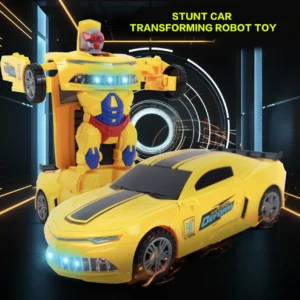 2-in-1-Stunt-Rennroboter-Autospielzeug für Jungen mit bunten Lichtern und Musik-Hindernisvermeidungsfunktion, das ein lustiges Geschenk für Kinder verwandelt