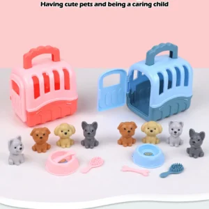 Kinder-Tierpflege-Spielset, Montessori Lernspielzeug für Rollenspiele, Füttern und Pflegen, Geschenk für Jungen und Mädchen ab 3 Jahren
