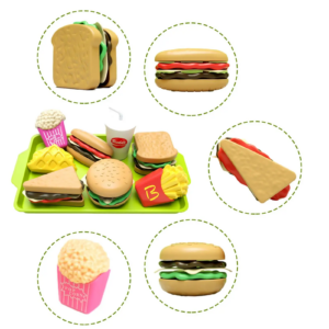 27 stücke Baby Pretend Play Küche Kinder Spielzeug Simulation Hamburg Frites Lebensmittel Rolle Spielen Montessori Pädagogisches Geschenk Spielzeug für Mädchen