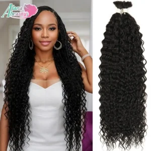 2PCS 30inch Synthetic Braiding Hair Deep Wave 100g No Weft Organic Fiber Hair Bundles Kinky Curly Braiding Hair for Boho Braids