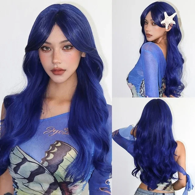Allbell Magique Blue Hair Wig With Bangs Long Wavy Synthetic Wig Baby Blue Curly Wig For Women Daily Party Use Heat Resistant Allbell Magique Blue Hair Wig With Bangs Long Wavy Synthetic Wig Baby Blue Curly Wig For Women Daily Party Use Heat Resistant - Image 19