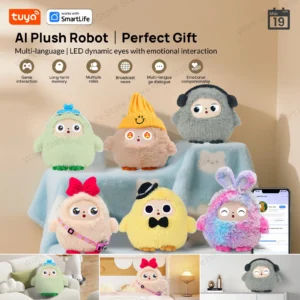 Tuya Smart AI Plüschroboter, Sprachinteraktives E-Haustier, Dynamische LED-Augen, Begleiter-Spielzeug, USB-Aufladbar, Geschenk für Alle Altersgruppen
