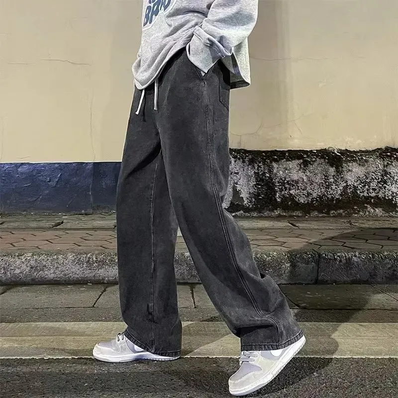 Korean Style Streetwear New Fashion Baggy Casual Men Jeans High Street Harajuku Denim Trousers Men Brand pants Black grey Blue - Image 8