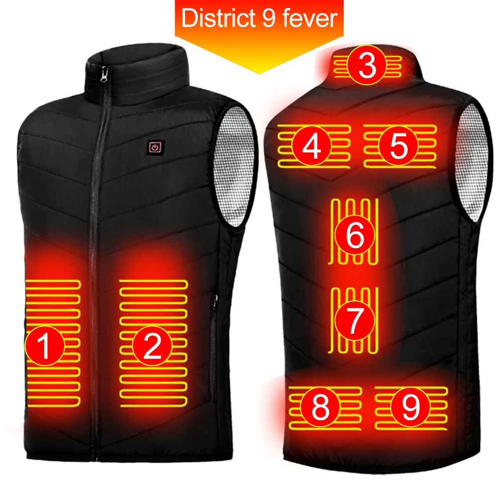 9 Bereiche Beheizte Weste Herrenjacke Beheizt Winter Damen Elektrische Usb-Heizung Bergjacke Mann Thermoweste Körperwärmer Mantel M-7Xl 9 Bereiche Beheizte Weste Herrenjacke Beheizt Winter Damen Elektrische Usb-Heizung Bergjacke Mann Thermoweste Körperwärmer Mantel M-7Xl - Image 3