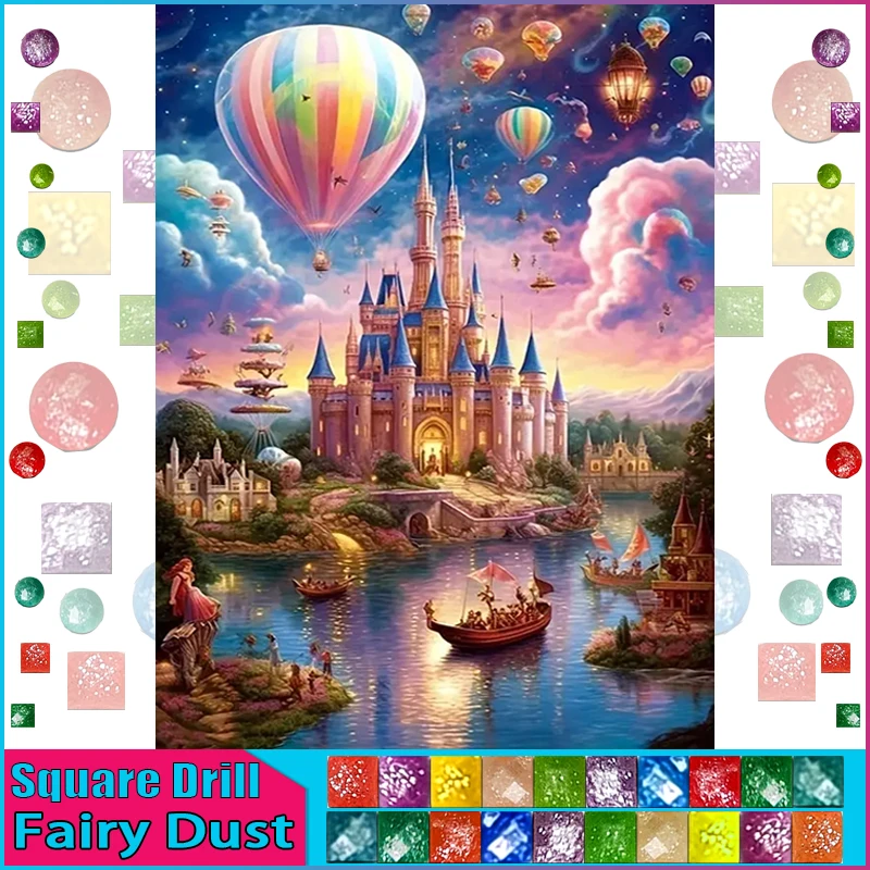 Homfun Fee Staub Ab Strass Malerei Kristall Dekor Diy Diamant Malerei „Landschaft Schloss Ballon“ 3D Muster Diamant Stickerei Homfun Fee Staub Ab Strass Malerei Kristall Dekor Diy Diamant Malerei „Landschaft Schloss Ballon“ 3D Muster Diamant Stickerei – Bild 8