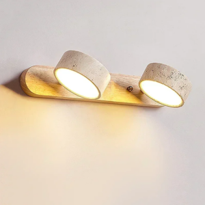 Travertin Duo Wandleuchte Wabi Sabi Kreative Runde LED Drehbare Leuchte für Badezimmer Waschtisch Schminktisch Spiegel Frontlampen