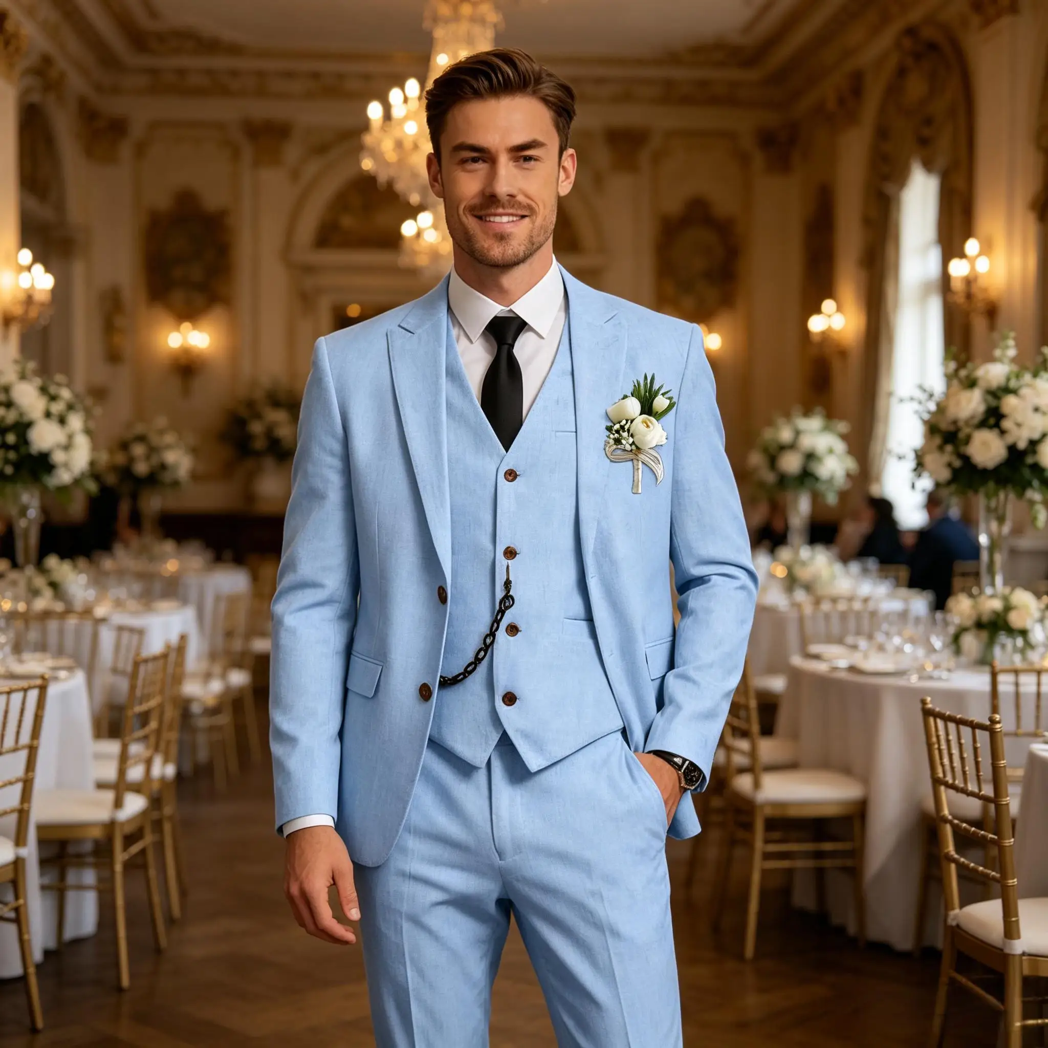 Herren Leinenanzug 3-Teilig, Slim Fit: Sakko, Weste Und Hose Herren Leinenanzug 3-Teilig, Slim Fit: Sakko, Weste Und Hose - Image 3