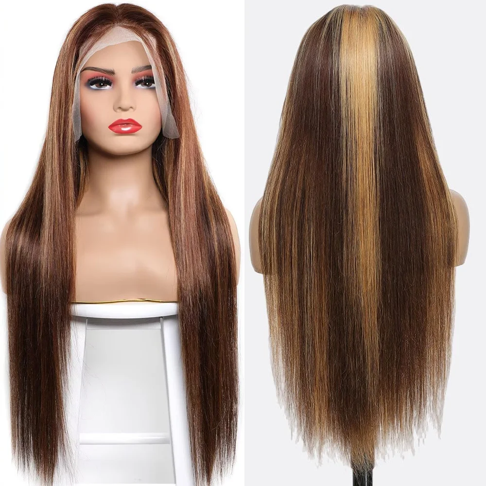 P4/27 200 Density Glatte Echthaarperücken Für Damen Im Angebot Highlight 13X4 Hd Lace Frontal Echthaarperücke 5X5 Hd Lace Closure Perücke P4/27 200 Density Glatte Echthaarperücken Für Damen Im Angebot Highlight 13X4 Hd Lace Frontal Echthaarperücke 5X5 Hd Lace Closure Perücke - Image 3