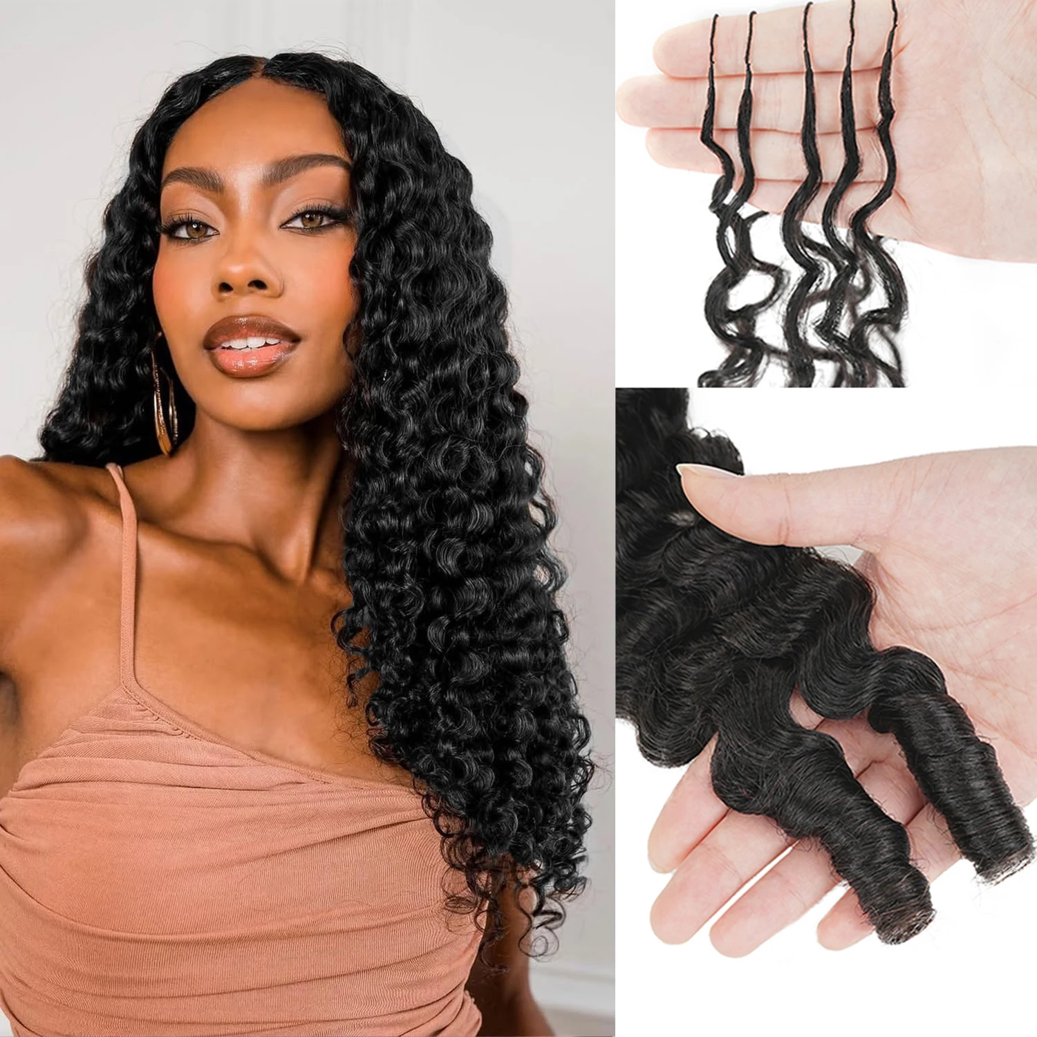 5 Pack Burmese Curly Crochet Hair Knotless Feather Pre-Separated Crochet Braids Light Weight Reusable Brazilian Hair Extension 5 Pack Burmese Curly Crochet Hair Knotless Feather Pre-Separated Crochet Braids Light Weight Reusable Brazilian Hair Extension