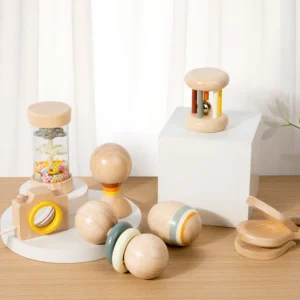 Beruhigende Musikinstrumentenkombination für Säuglinge und Kleinkinder, siebenteiliges Set, Musik, Nagen, Früherziehung, pädagogisches Holzspielzeug