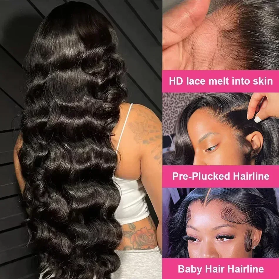 250 Dichte Echthaar Body Wave 13X6 Hd Lace Frontal Perücken 30 40 Zoll Schwarz Loose Water 13X4 Lace Front Perücke 5X5 Kleberloser Verschluss 250 Dichte Echthaar Body Wave 13X6 Hd Lace Frontal Perücken 30 40 Zoll Schwarz Loose Water 13X4 Lace Front Perücke 5X5 Kleberloser Verschluss - Image 2