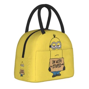 Cartoon M-Minions Isolierte Lunchtasche, Kühltasche, Lunchbehälter, hohe Kapazität, Tragetasche, Lunchbox, Lebensmittelaufbewahrungstaschen, Schule, Reisen
