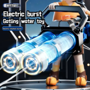 Automatische Gatling-Wasserpistole mit Rotationsdoppelläufen, Beleuchtung, Wasserbeutel und Dauerfeuer-Funktion für Kinder im Freien