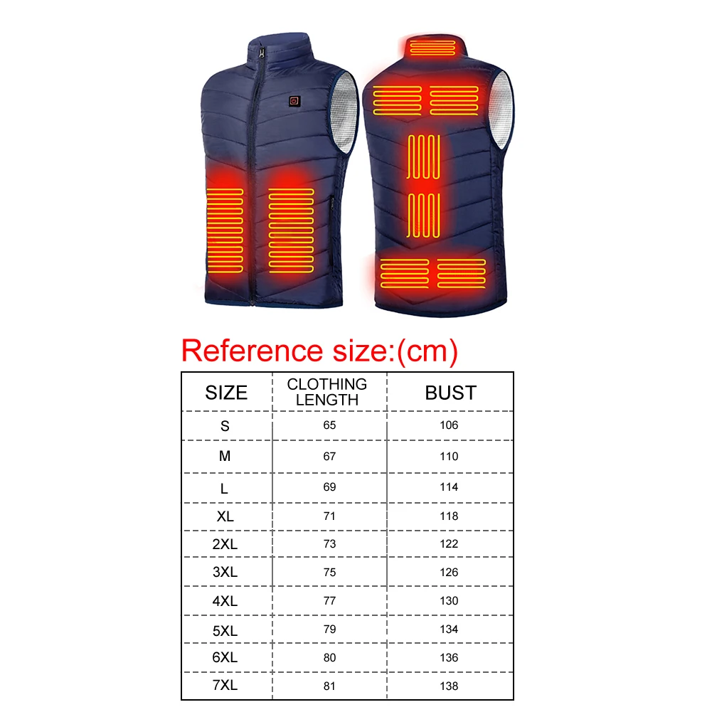 9 Bereiche Beheizte Weste Herrenjacke Beheizt Winter Damen Elektrische Usb-Heizung Bergjacke Mann Thermoweste Körperwärmer Mantel M-7Xl 9 Bereiche Beheizte Weste Herrenjacke Beheizt Winter Damen Elektrische Usb-Heizung Bergjacke Mann Thermoweste Körperwärmer Mantel M-7Xl - Image 8