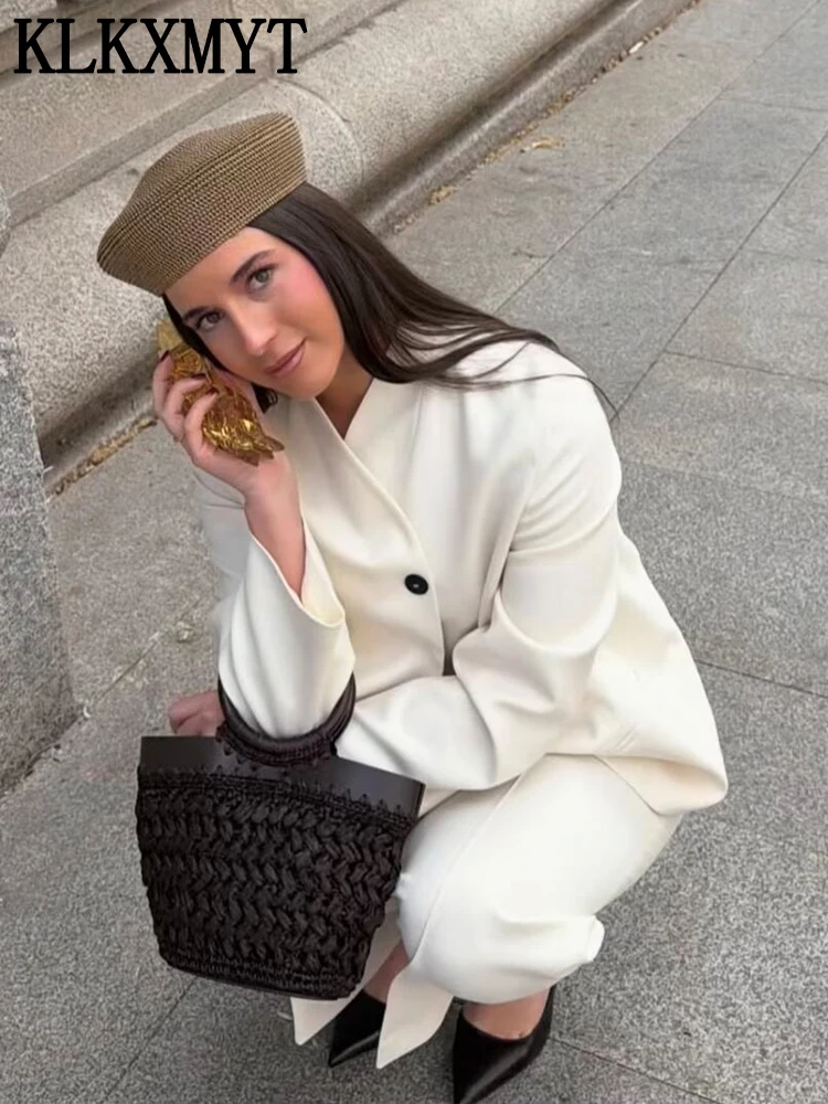 Klkxmyt Damen Hosenanzug: Langärmliger Blazer Und Hose Mit Reißverschluss Klkxmyt Damen Hosenanzug: Langärmliger Blazer Und Hose Mit Reißverschluss – Bild 4