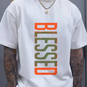 Herren T-Shirt „BLESSED“ mit 3D-Print, kurzarm, auch große Größen