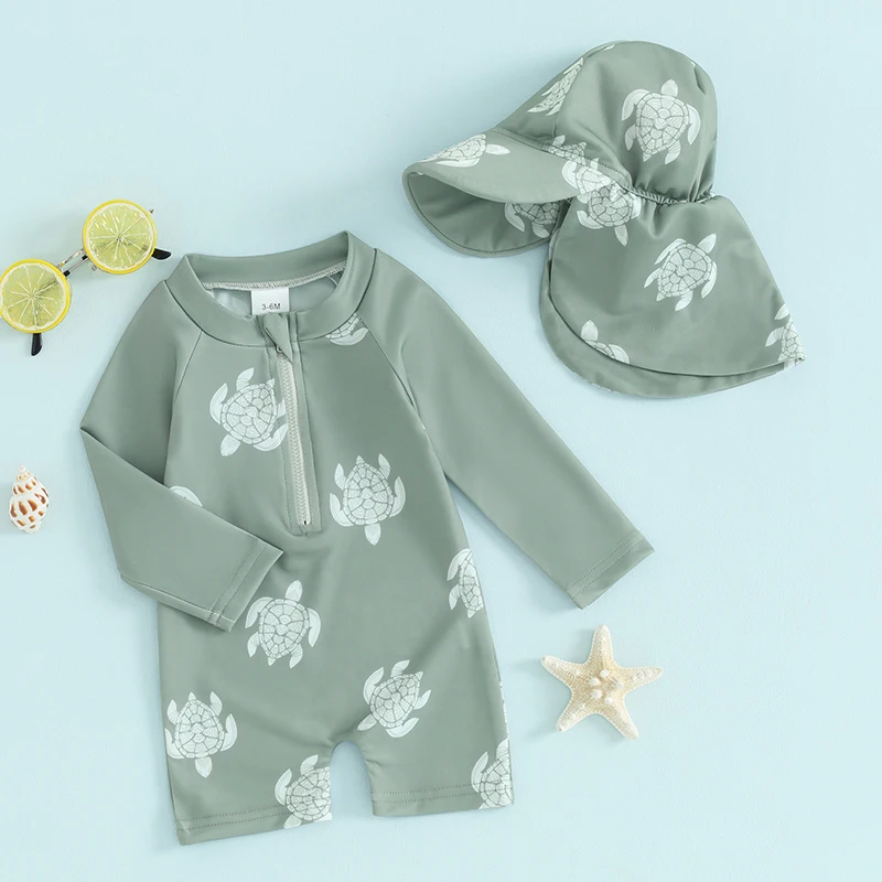 Tregren UV-Schwimmshirt für Jungen mit Schildkröten- oder Dinomotiv, inkl. Badekappe - Image 4