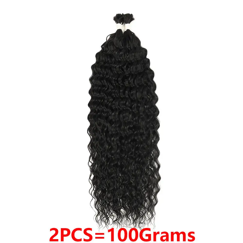2Pcs 30Inch Synthetic Braiding Hair Deep Wave 100G No Weft Organic Fiber Hair Bundles Kinky Curly Braiding Hair For Boho Braids 2Pcs 30Inch Synthetic Braiding Hair Deep Wave 100G No Weft Organic Fiber Hair Bundles Kinky Curly Braiding Hair For Boho Braids - Image 2