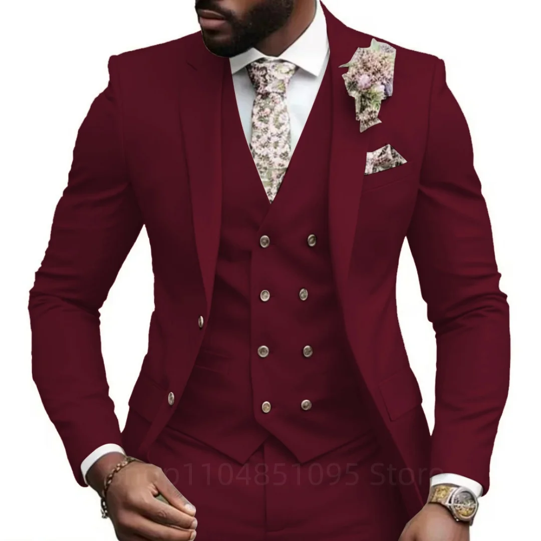 Herren Anzug 3-Teilig Rosa, Slim Fit, Kerbrevers: Sakko, Weste Und Hose Herren Anzug 3-Teilig Rosa, Slim Fit, Kerbrevers: Sakko, Weste Und Hose - Image 2
