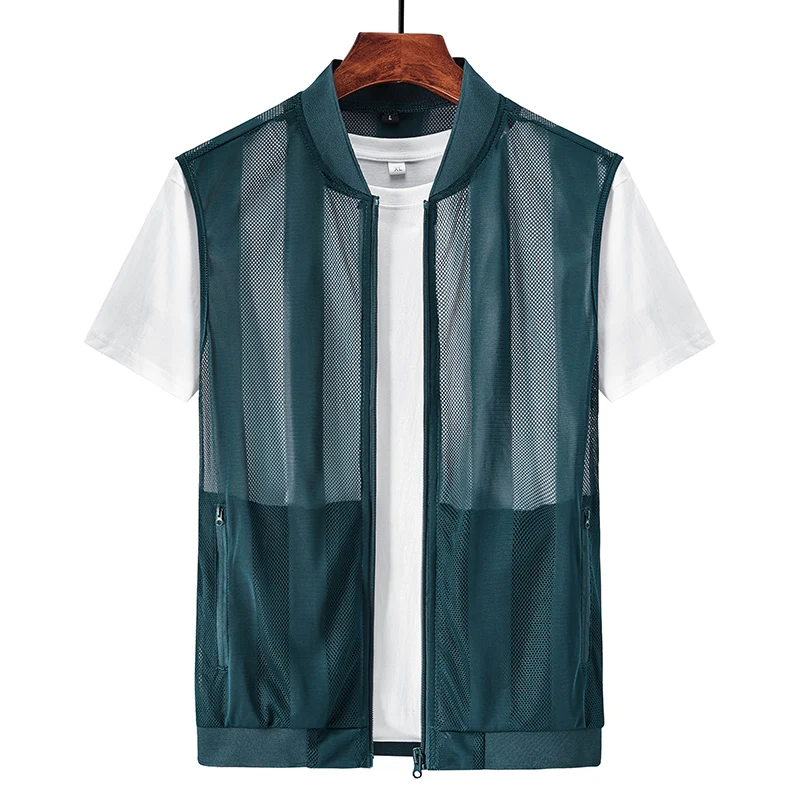 Summer Men Mesh Hollow Waistcoat Breathable Outdoor Sports Coat High-Quality Design Leisure Vest Men Summer Men Mesh Hollow Waistcoat Breathable Outdoor Sports Coat High-Quality Design Leisure Vest Men - Image 3