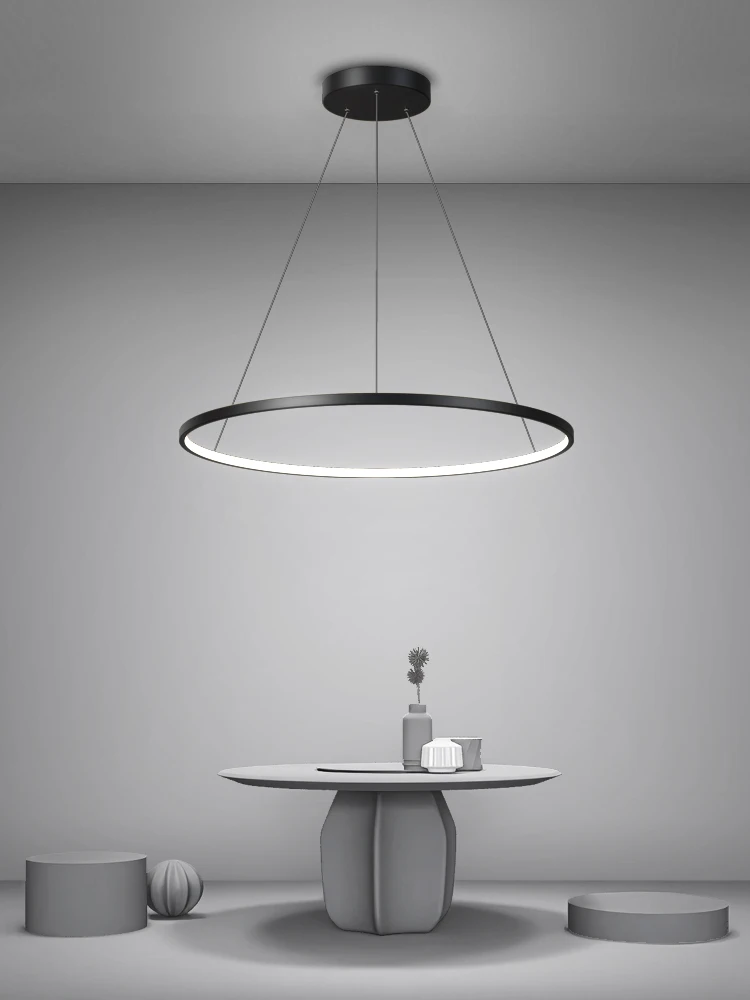 Nordischer LED-Ringkronleuchter aus Aluminium – Pendelleuchte Schwarz/Weiß/Gold für Esszimmer – Bild 3
