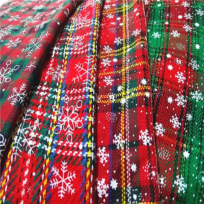 50X50Cm Christmas Fabric Snowflake Printing Plaid Fabric For Christmas Decoration Diy Handmade Sewing Christmas Gift Pillow Doll 50X50Cm Christmas Fabric Snowflake Printing Plaid Fabric For Christmas Decoration Diy Handmade Sewing Christmas Gift Pillow Doll