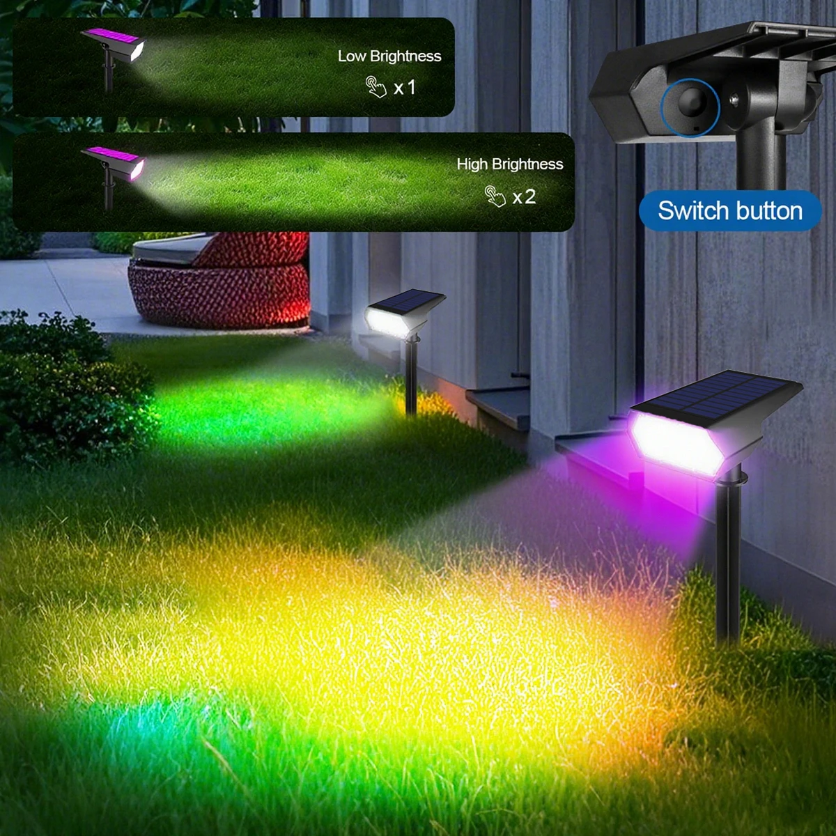 Solar Powered Led Wall Lamp Rgb Spotlight Outdoor Waterproof Heat &Amp; Snow Resistant Street Backyard Yard Night Safe Lighting Solar Powered Led Wall Lamp Rgb Spotlight Outdoor Waterproof Heat &Amp; Snow Resistant Street Backyard Yard Night Safe Lighting - Image 4
