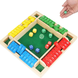 Shut The Box Dice Game, Wooden Board Math Game for 2-4 Players, Classic Family Fun for Home Party Pub