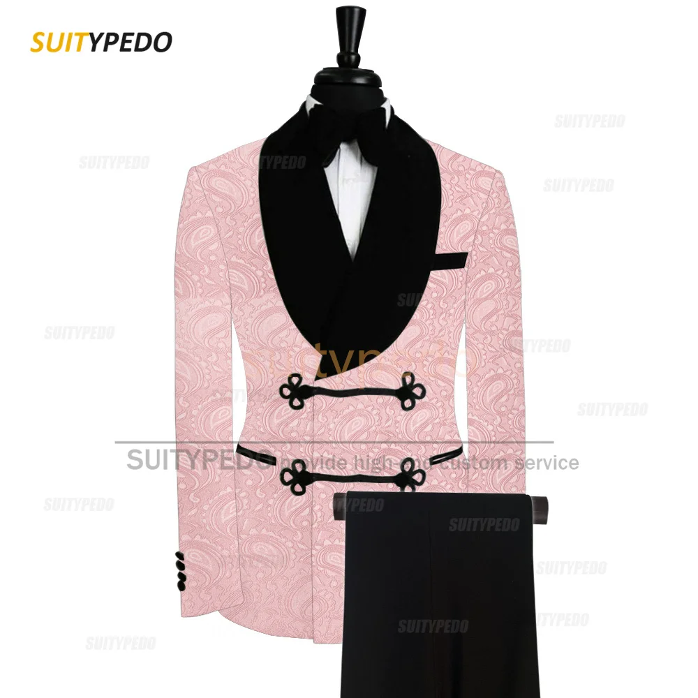 Slim Fit Men Suit Sets Wedding Groomsman Tailor-Made Jacquard Blazer Pants Outfits Fashion Gala Male Newest Luxury Tuxedos Slim Fit Men Suit Sets Wedding Groomsman Tailor-Made Jacquard Blazer Pants Outfits Fashion Gala Male Newest Luxury Tuxedos - Image 5