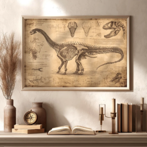 Vintage Dinosaurier Skelett Wissenschaft Anatomie Diagramm Kunst Poster Tyrannosaurus Rex Anatomie Diagramm Leinwand Malerei Bibliothek Dekor