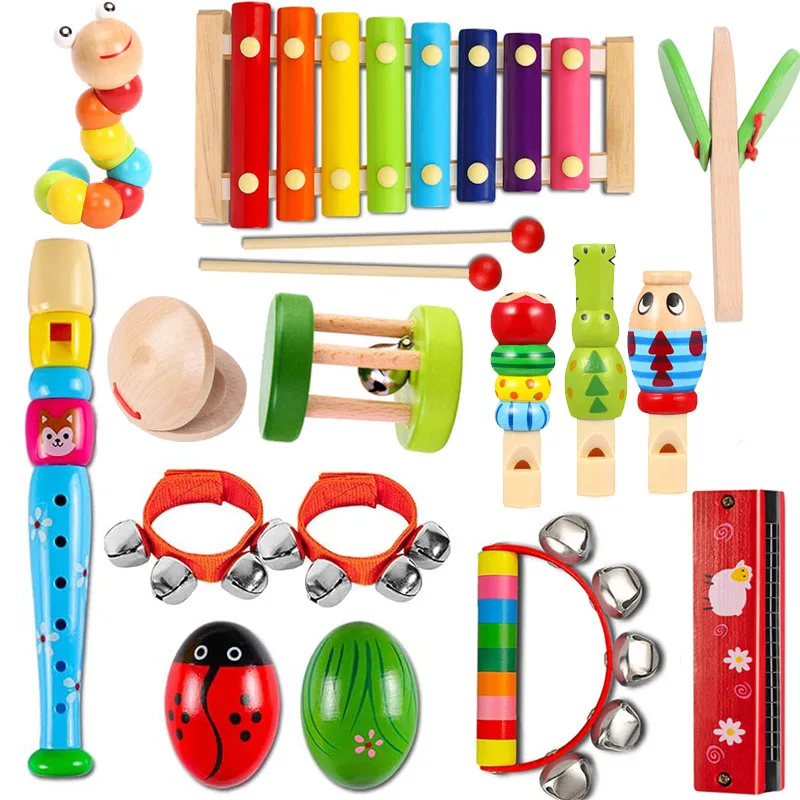 15Pcs Montessori Wooden Educational Music Instruments Set For Kids Toddlers Early Learning Toys Birthday Gifts Party Favors 15Pcs Montessori Wooden Educational Music Instruments Set For Kids Toddlers Early Learning Toys Birthday Gifts Party Favors