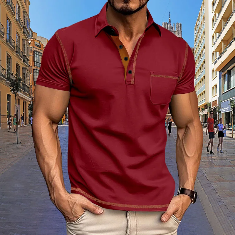 Herren-Poloshirt mit Brusttasche, kurzarm