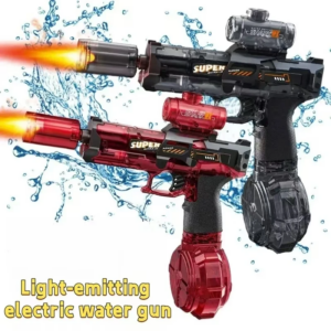 Neue Hochgeschwindigkeits-Elektro-Wasserpistole mit Licht- und Flammeneffekt, Leistungsstarkes Outdoor-Schießspielzeug für Strand und Schwimmbad