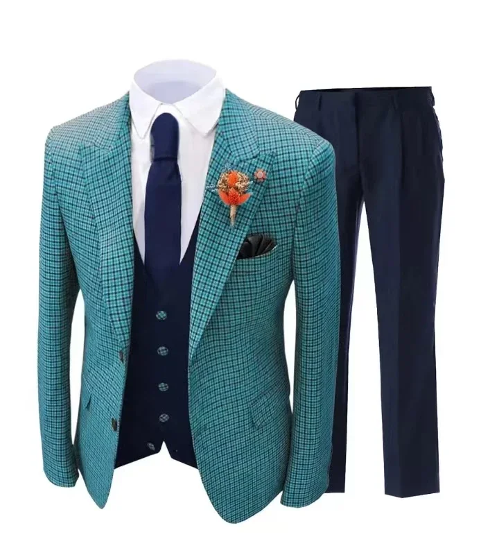 Plaid Suit,2 Pieces Blazer And Pants Set,One Breasted,For Summer Beach,Performance, Emcee,Stage Graduation Dress Plaid Suit,2 Pieces Blazer And Pants Set,One Breasted,For Summer Beach,Performance, Emcee,Stage Graduation Dress - Image 5