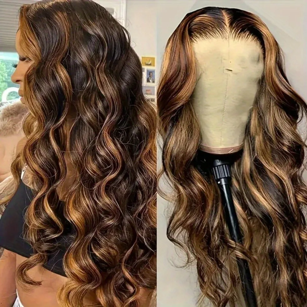 30 Zoll Honigblonde Ombre Lace Front Perücke Echthaar 13X4 Hd Lace Front Perücke 4/27 Highlight Ombre Body Wave Lace Frontal Glueless 30 Zoll Honigblonde Ombre Lace Front Perücke Echthaar 13X4 Hd Lace Front Perücke 4/27 Highlight Ombre Body Wave Lace Frontal Glueless - Image 2