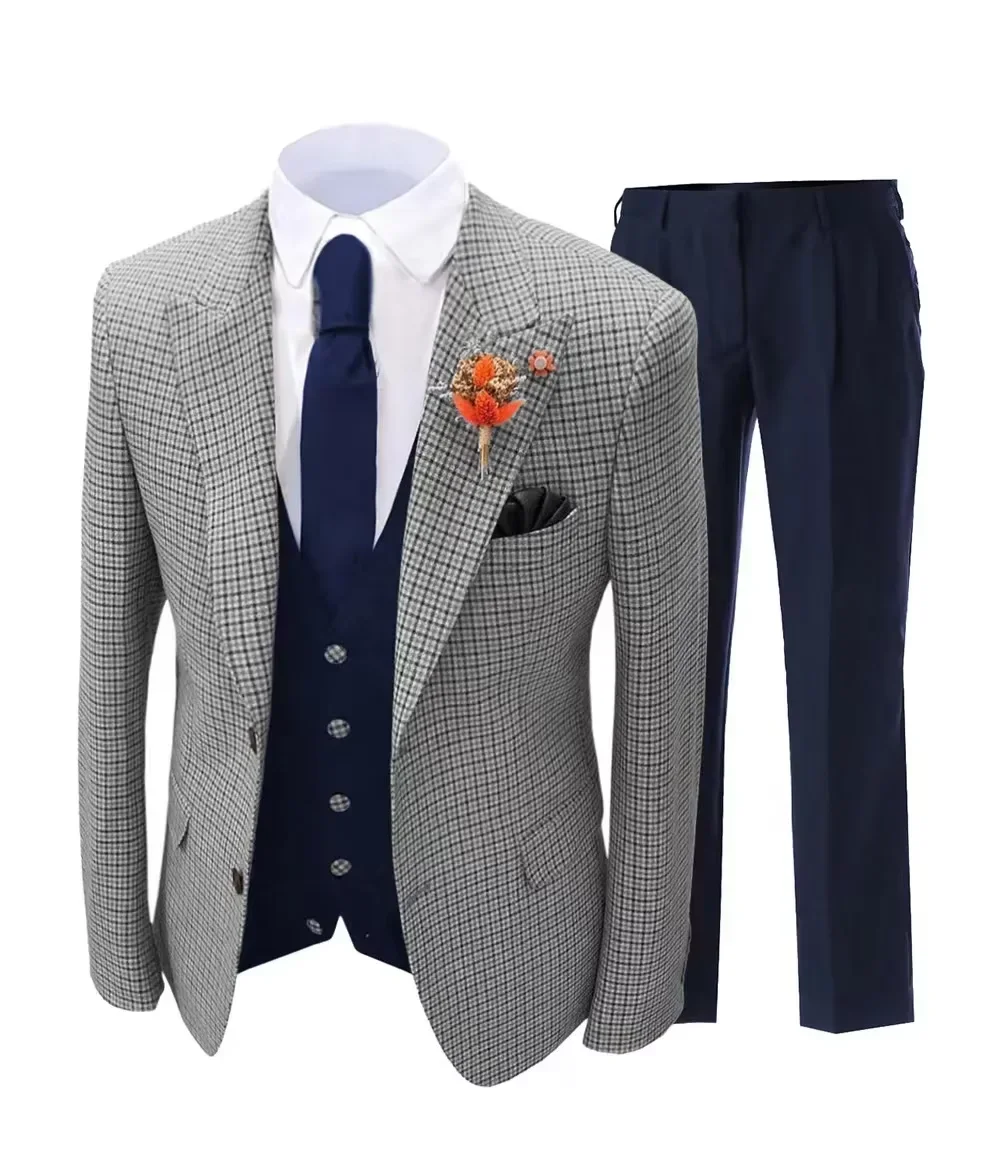 Plaid Suit,2 Pieces Blazer And Pants Set,One Breasted,For Summer Beach,Performance, Emcee,Stage Graduation Dress Plaid Suit,2 Pieces Blazer And Pants Set,One Breasted,For Summer Beach,Performance, Emcee,Stage Graduation Dress - Image 4
