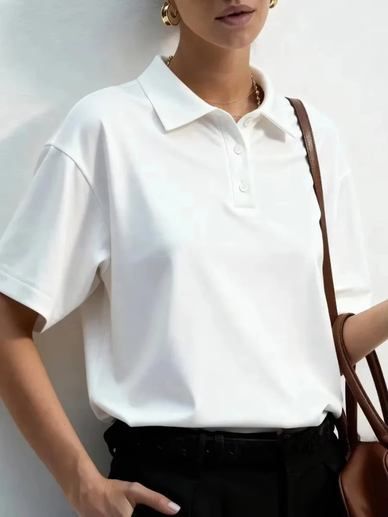 Poloshirt Aus Baumwolle, Einfarbig, Atmungsaktiv, Für Damen Und Herren Poloshirt Aus Baumwolle, Einfarbig, Atmungsaktiv, Für Damen Und Herren - Image 9