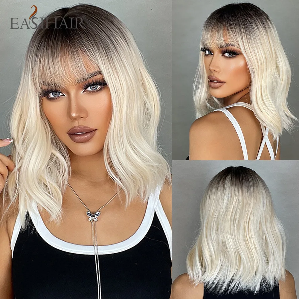 Easihair Bob-Perücke Mit Pony, Kurz Und Glatt, Hellblond-Beige, Hitzebeständig Easihair Bob-Perücke Mit Pony, Kurz Und Glatt, Hellblond-Beige, Hitzebeständig – Bild 16