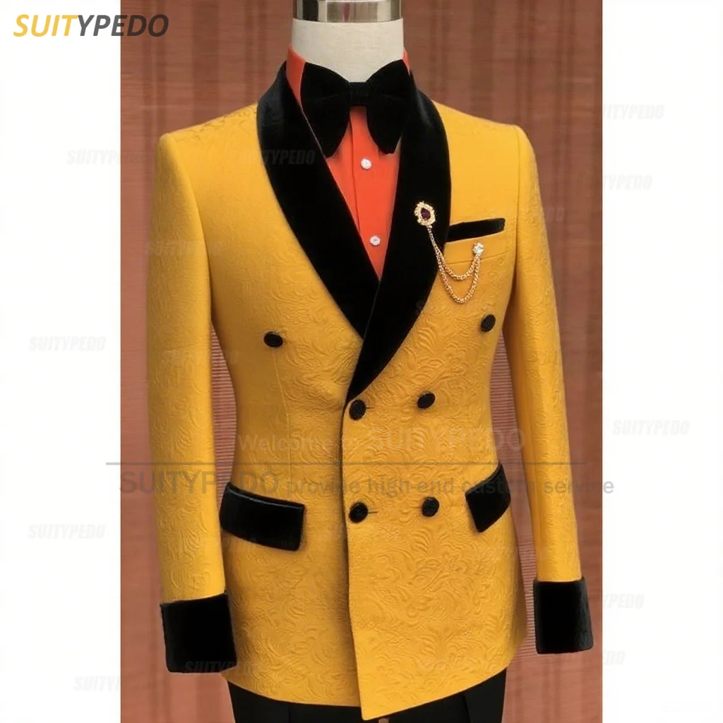Luxury Jacquard Suit Sets For Men Wedding Banquet Grooms High Quality Outfits Classic Male Double Breasted Blazer Pants 2 Pcs Luxury Jacquard Suit Sets For Men Wedding Banquet Grooms High Quality Outfits Classic Male Double Breasted Blazer Pants 2 Pcs – Bild 8