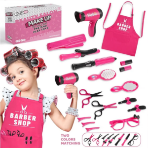 17-teiliges Rollenspiel-Friseursalon-Set für Mädchen, einschließlich Haartrockner-Spielzeug, Haarschneideumhang, Styling-Zubehör, Spielzeug für Mädchen