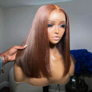 13x4 Lace Front Perücke Bob Echthaar Braun Glatt 180% Volle Dichte Transparente Lace Frontal Perücken Bob Haar Lace Front Perücke