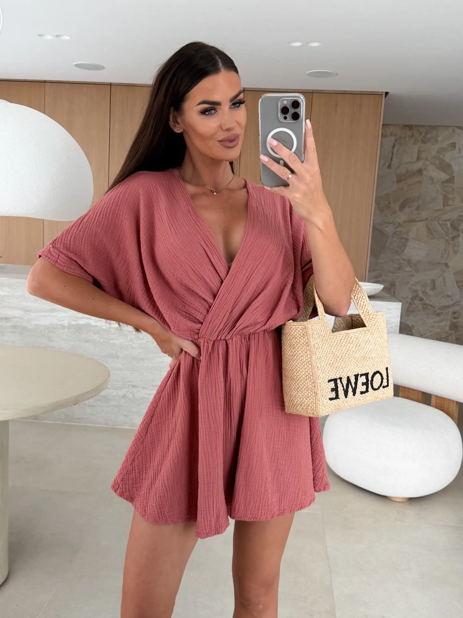 V Neck Short Sleeve Wrap Romper Textured Flowy Playsuit Elastic Waist Summer Jumpsuit V Neck Short Sleeve Wrap Romper Textured Flowy Playsuit Elastic Waist Summer Jumpsuit