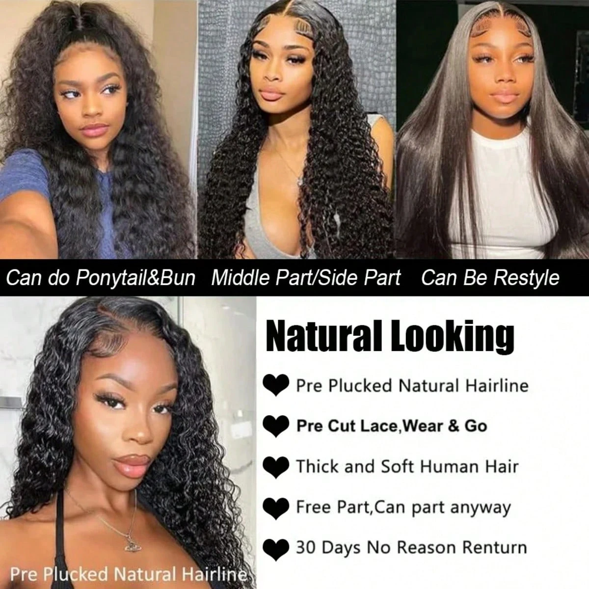 42 Zoll 13X4 13X6 Deep Curly Lace Frontal Perücke, 250% Dichte, Echthaar, Vorgezupft, Brasilianisches Echthaar, Perücken Für Damen 42 Zoll 13X4 13X6 Deep Curly Lace Frontal Perücke, 250% Dichte, Echthaar, Vorgezupft, Brasilianisches Echthaar, Perücken Für Damen - Image 5