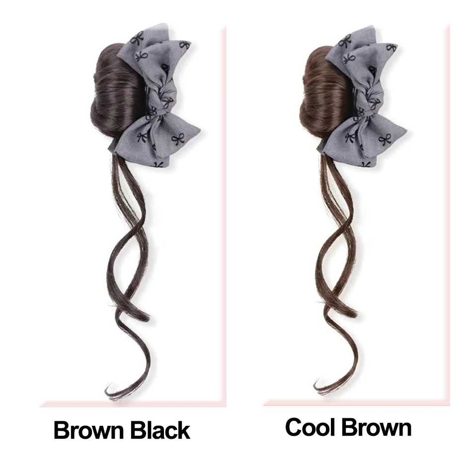 Synthetische Pferdeschwanz-Haarverlängerungen Mit Niedrigem Seitlichem Krawatte Und Schleife, Lazy Style Dragon Beard Bun-Haarteil Für Den Täglichen Gebrauch Von Frauen Synthetische Pferdeschwanz-Haarverlängerungen Mit Niedrigem Seitlichem Krawatte Und Schleife, Lazy Style Dragon Beard Bun-Haarteil Für Den Täglichen Gebrauch Von Frauen - Image 4