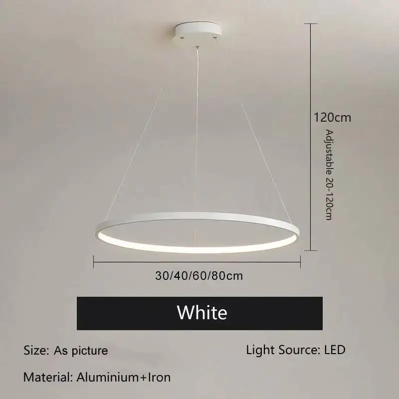 Nordischer LED-Ringkronleuchter aus Aluminium – Pendelleuchte Schwarz/Weiß/Gold für Esszimmer – Bild 7