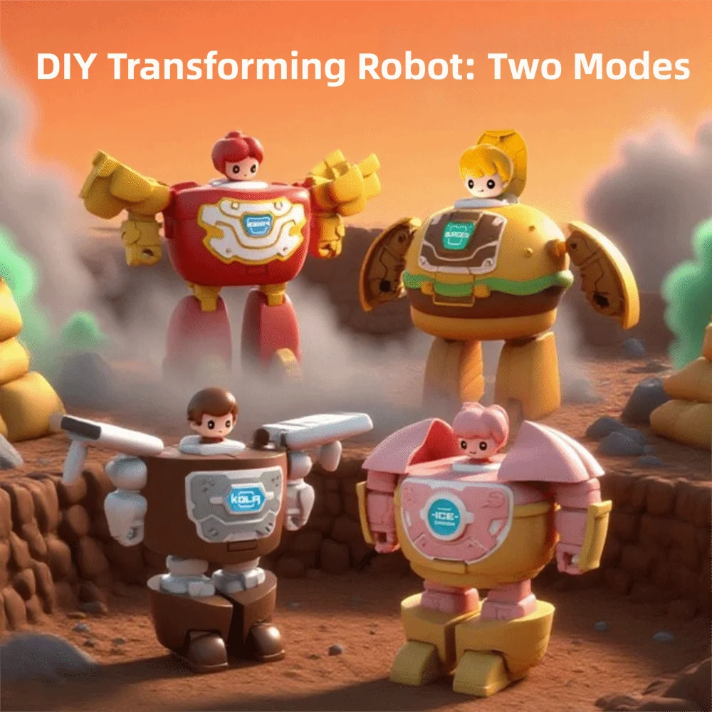 Cartoon Cute 2 In 1 Transforming Robot Simulated Cola Childrens Toy Mecha Model Creative Design Burger Robot Boys Toy Cartoon Cute 2 In 1 Transforming Robot Simulated Cola Childrens Toy Mecha Model Creative Design Burger Robot Boys Toy - Image 2
