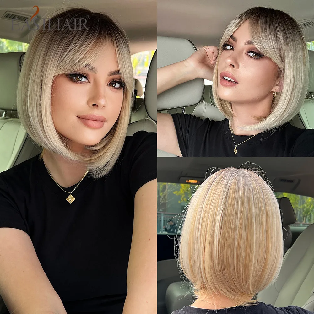 Easihair Bob-Perücke Mit Pony, Kurz Und Glatt, Hellblond-Beige, Hitzebeständig Easihair Bob-Perücke Mit Pony, Kurz Und Glatt, Hellblond-Beige, Hitzebeständig – Bild 17