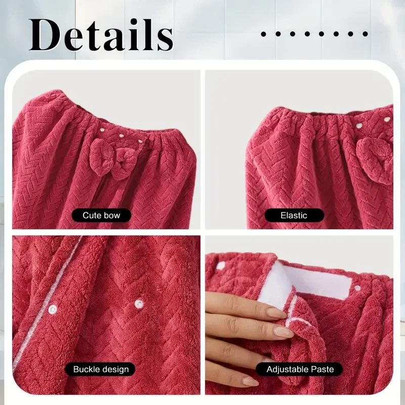 2Pcs Wearable Bath Towel Set, Including 1 Dry Hair Cap And 1 Bath Skirt, Soft And Absorbent, A Great Match For The Bathroom 2Pcs Wearable Bath Towel Set, Including 1 Dry Hair Cap And 1 Bath Skirt, Soft And Absorbent, A Great Match For The Bathroom - Image 4