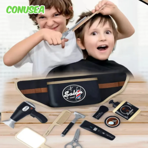 Jungen Barber set Rolle Pretend Spielen Kinder Schönheit Mode Elektrische Friseur Kosmetik Werkzeuge Set Friseursalon Rasieren Sets Spielzeug